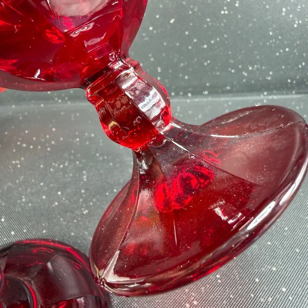 Viking Glass Ruby Red 40th Anniversary Candy Dish with Lid Doves Vintage 9 inch